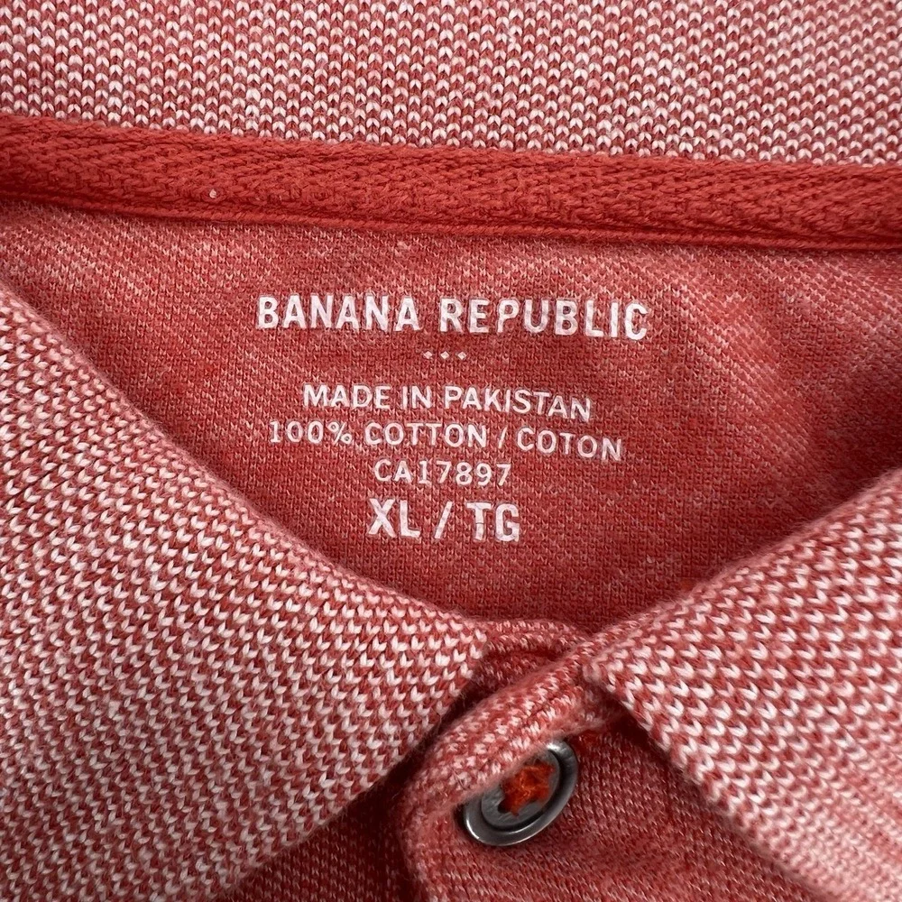 Mens Banana Republic Coral Orange Pique polo Shirt Elephant Logo sz XL